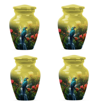 classic Parrot Cremation Urn, aluminium-made for adult ashes