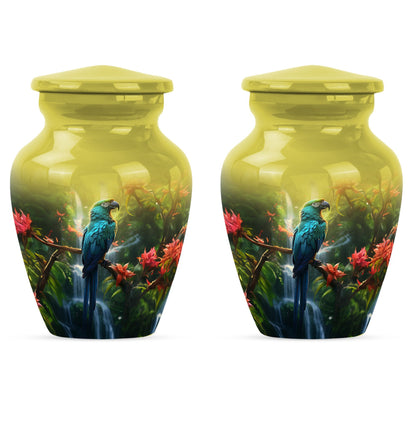 classic Parrot Cremation Urn, aluminium-made for adult ashes