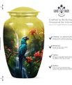 classic Parrot Cremation Urn, aluminium-made for adult ashes