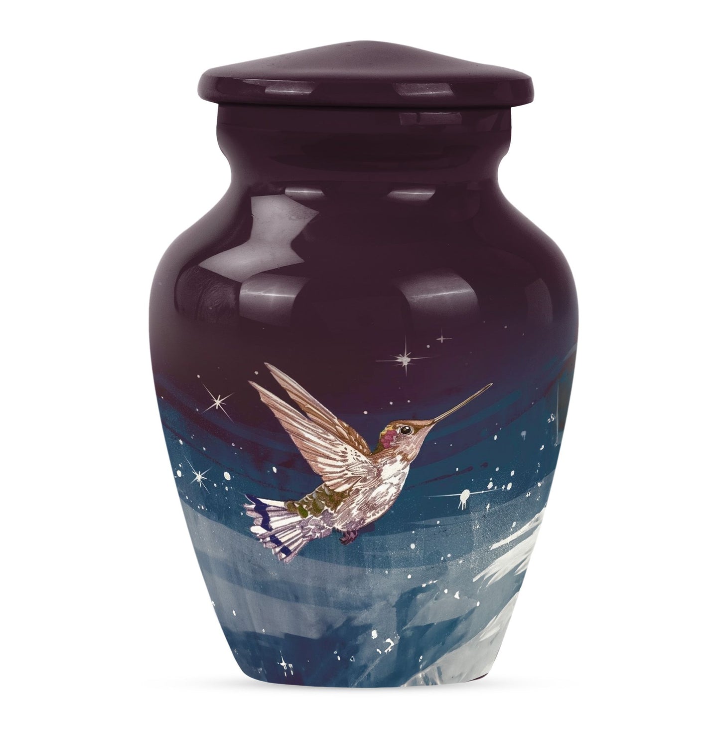 Classic Humming bird urn with abstract theme.