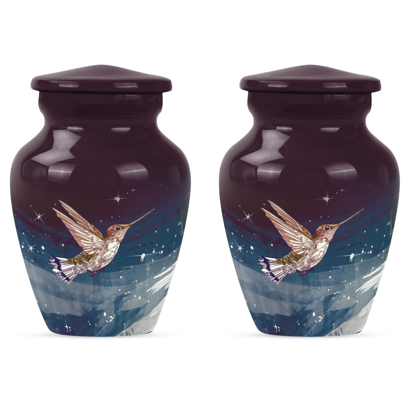 Classic Humming bird urn with abstract theme.