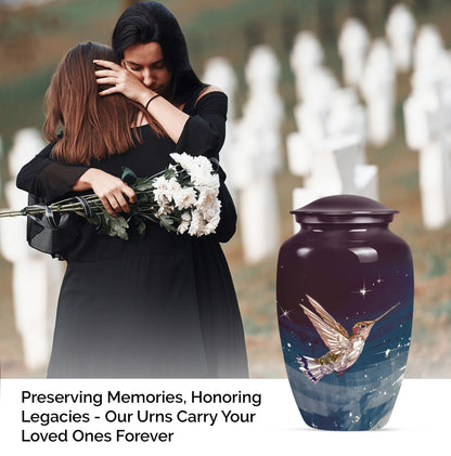 Classic Humming bird urn with abstract theme.
