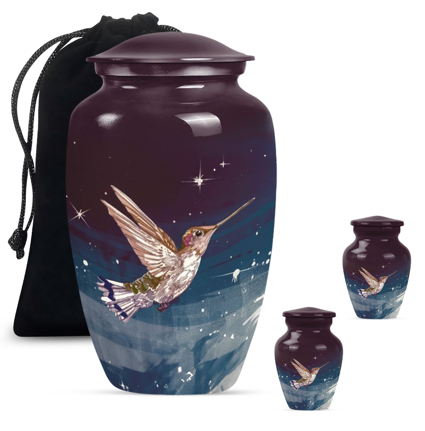 Classic Humming bird urn with abstract theme.