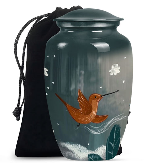 Classic 10-inch humming bird urn for memorial burial.