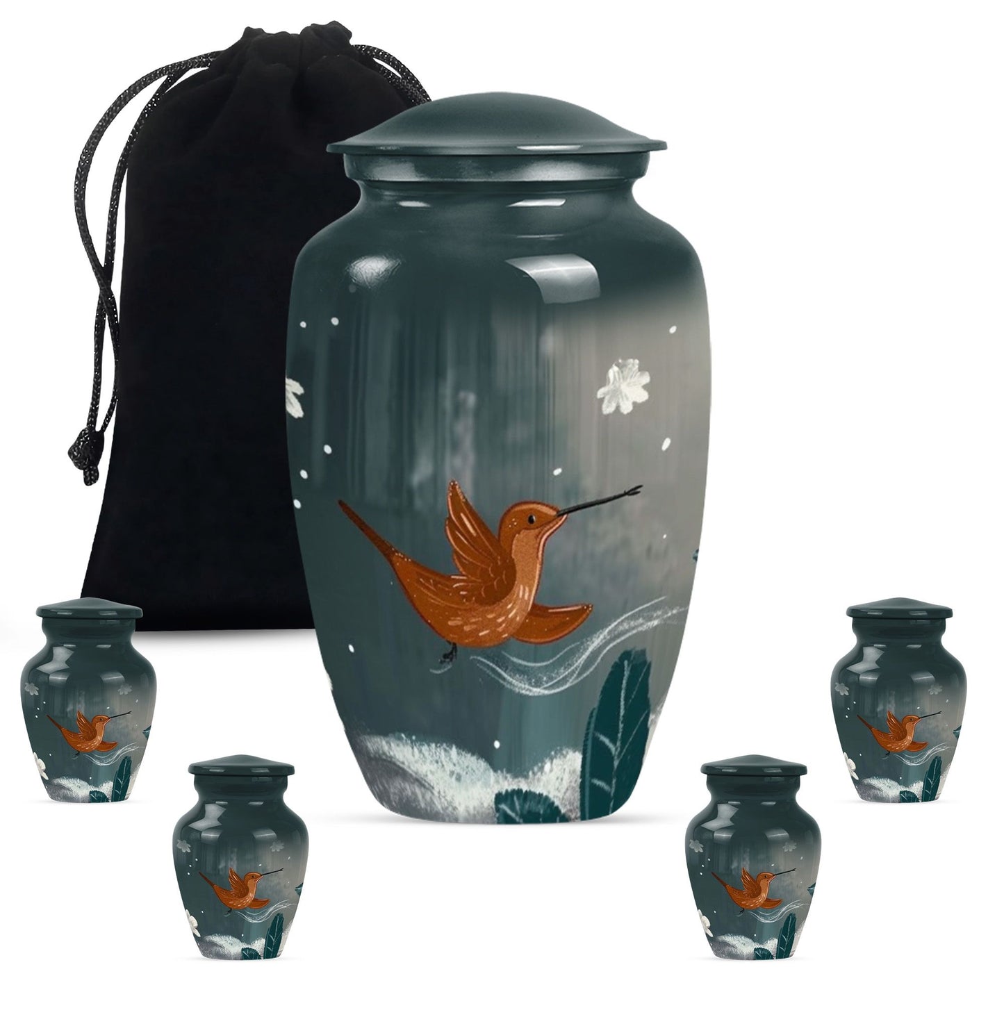Classic 10-inch humming bird urn for memorial burial.