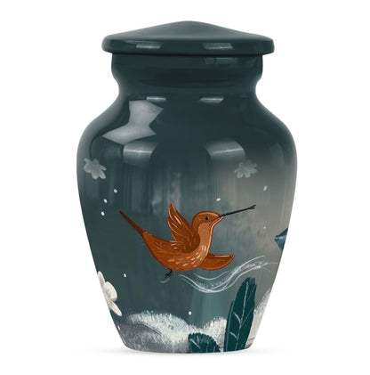 Classic 10-inch humming bird urn for memorial burial.