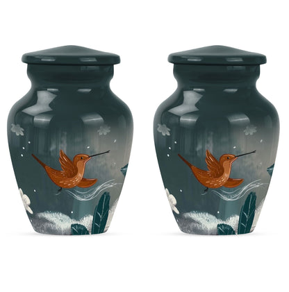 Classic 10-inch humming bird urn for memorial burial.