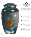 Classic 10-inch humming bird urn for memorial burial.