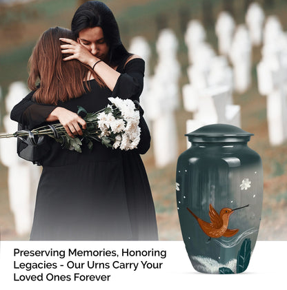 Classic 10-inch humming bird urn for memorial burial.