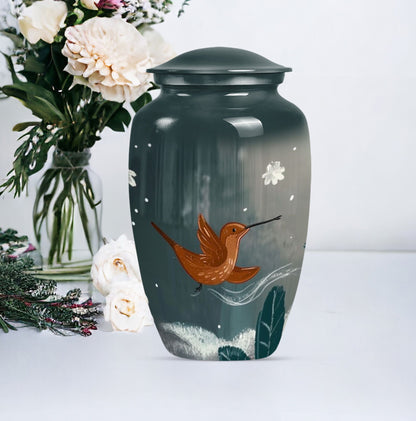 Classic 10-inch humming bird urn for memorial burial.