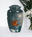 Classic 10-inch humming bird urn for memorial burial.