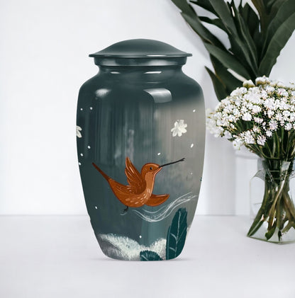 Classic 10-inch humming bird urn for memorial burial.