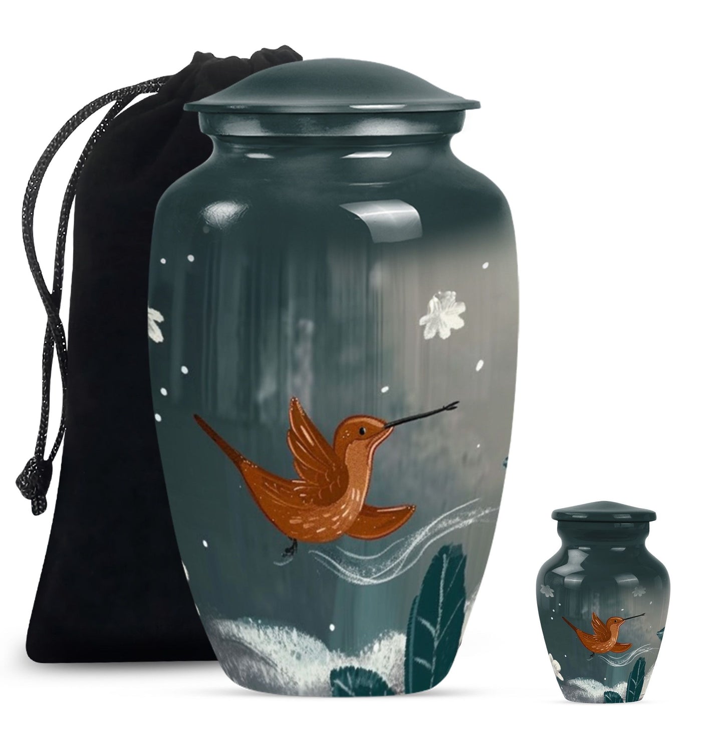 Classic 10-inch humming bird urn for memorial burial.