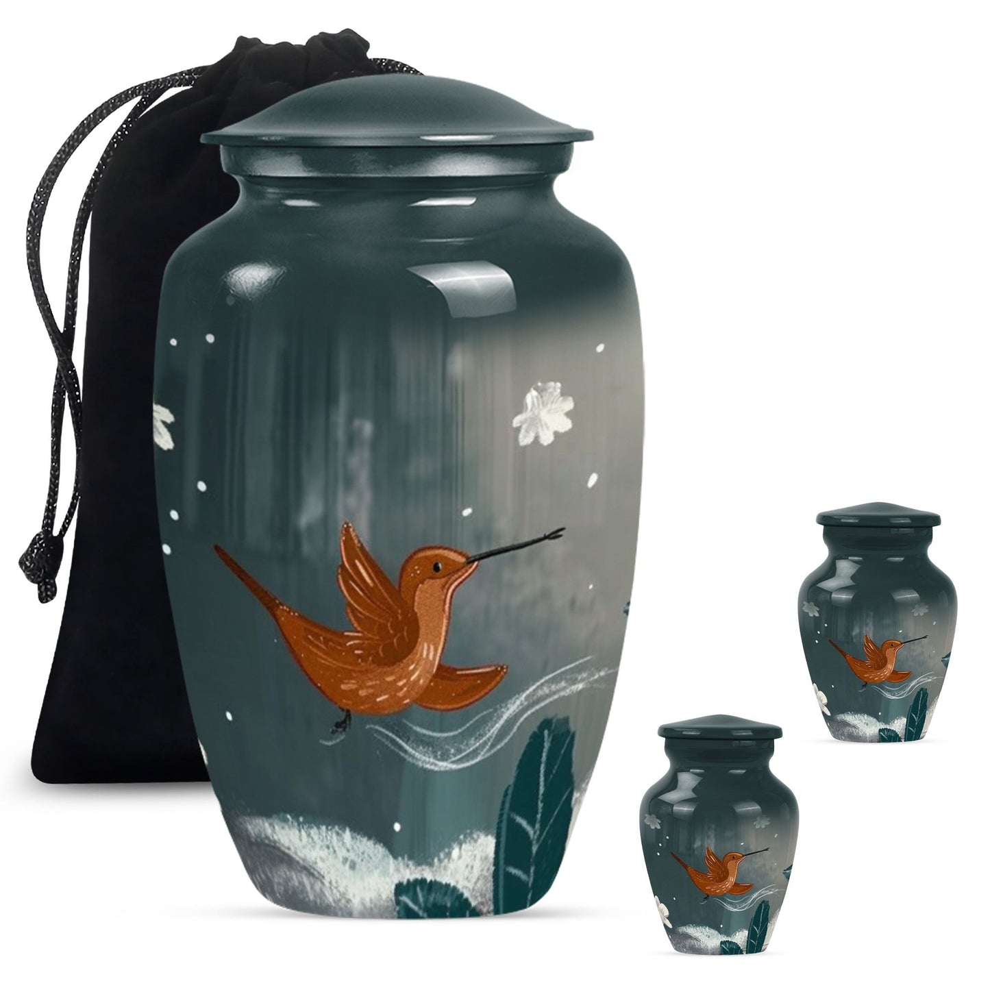 Classic 10-inch humming bird urn for memorial burial.