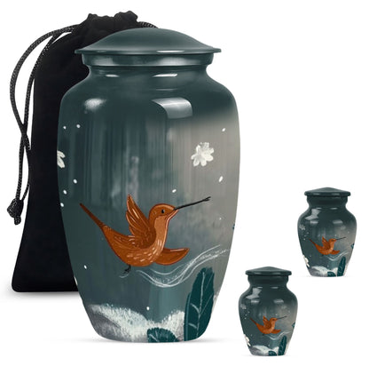 Classic 10-inch humming bird urn for memorial burial.