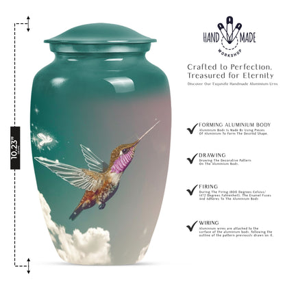 10-inch classic humming bird urn, memorial urn for men, 