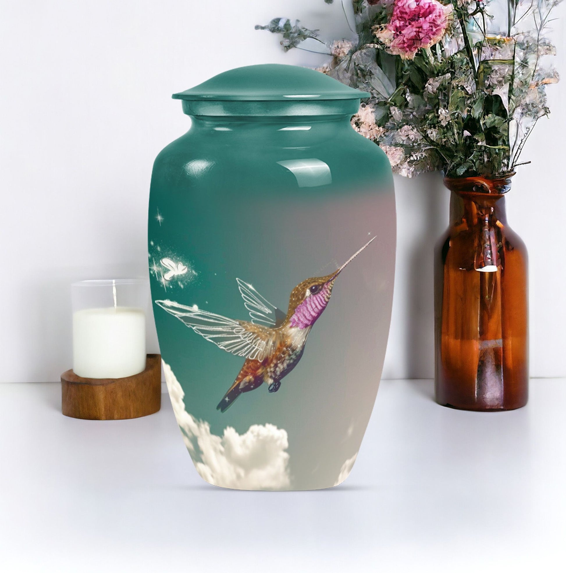 10-inch classic humming bird urn, memorial urn for men, 