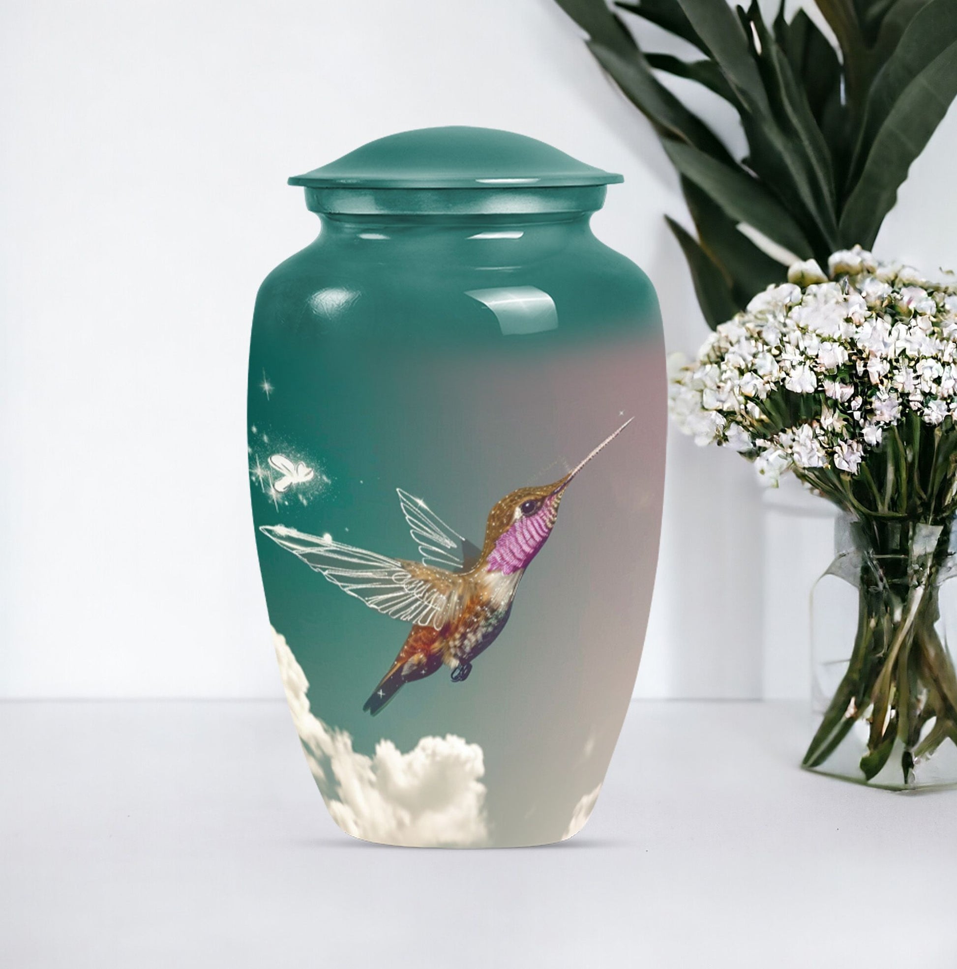 10-inch classic humming bird urn, memorial urn for men, 