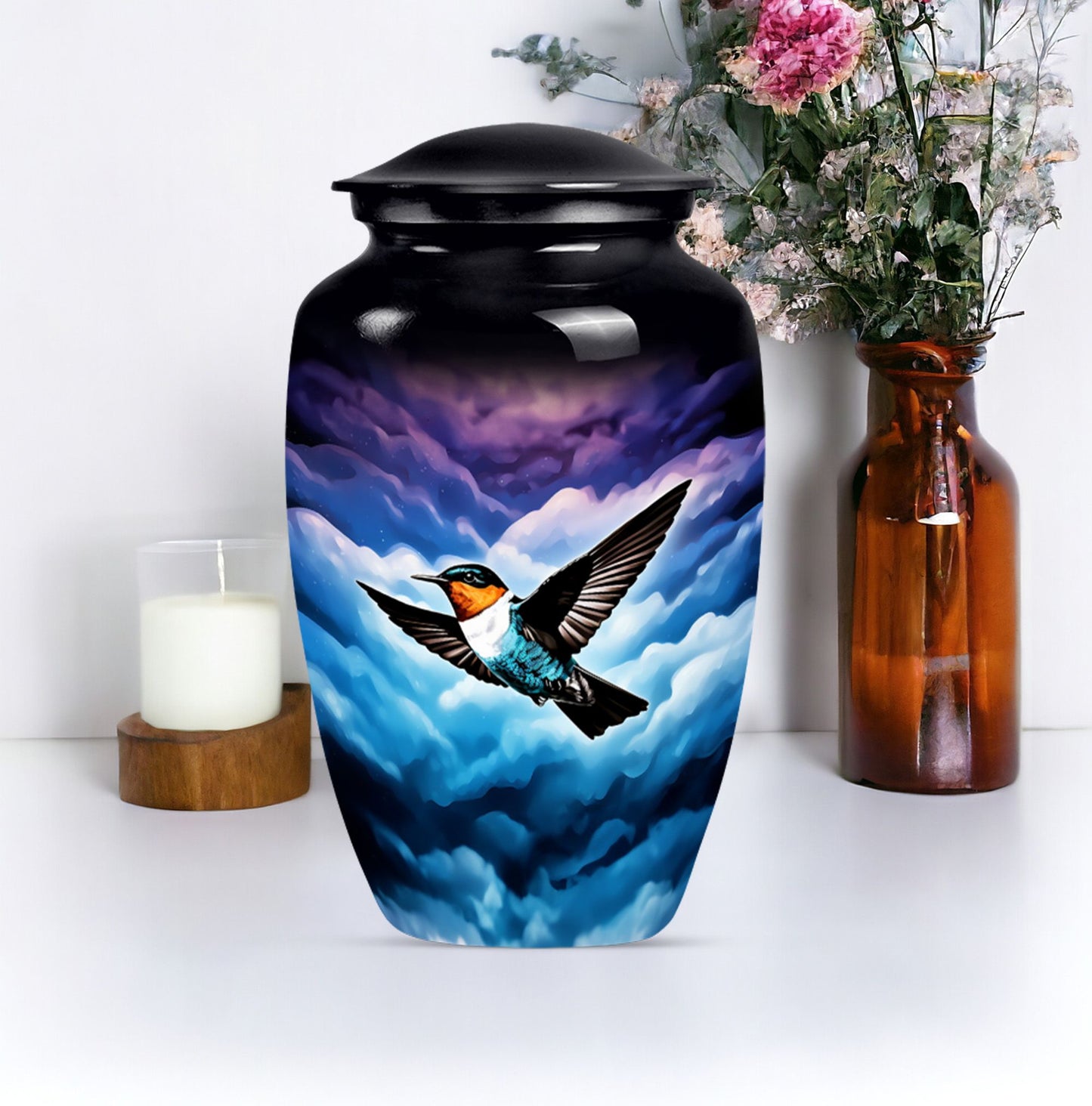 humming bird urn for women ashes.