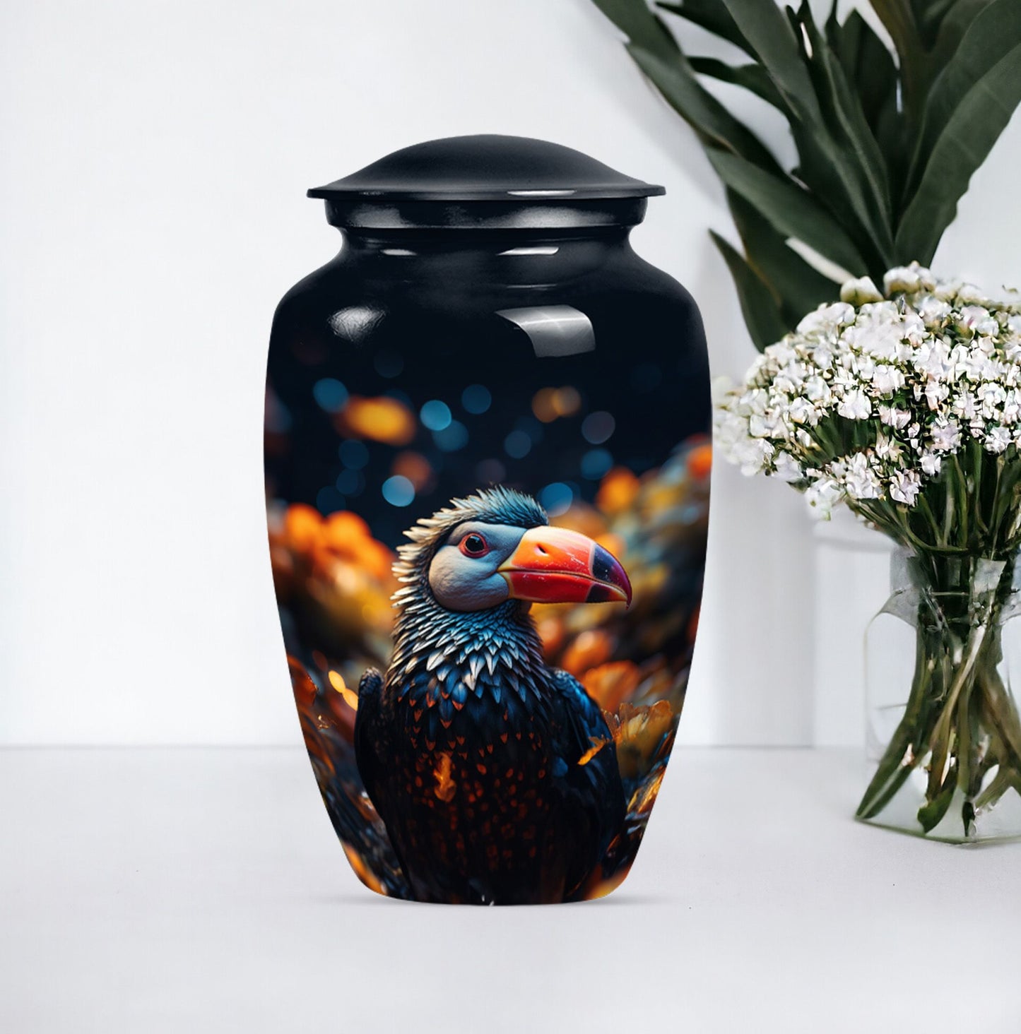 large Toucans Urn, classic design funeral urns for mom.