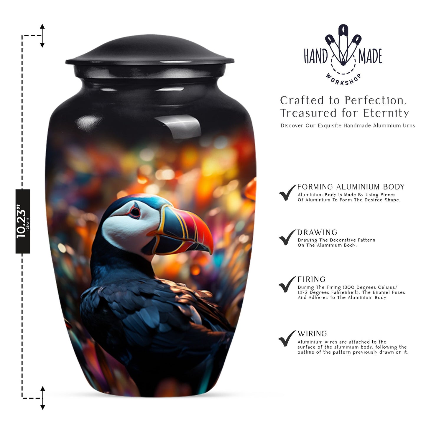 10-inch classic aluminium toucans urn for dad.