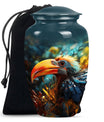 Classic Toucans Urn, an abstract aluminium cremation urn.