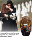 Toucans Funeral Urn, classic cremation urn for ashes,