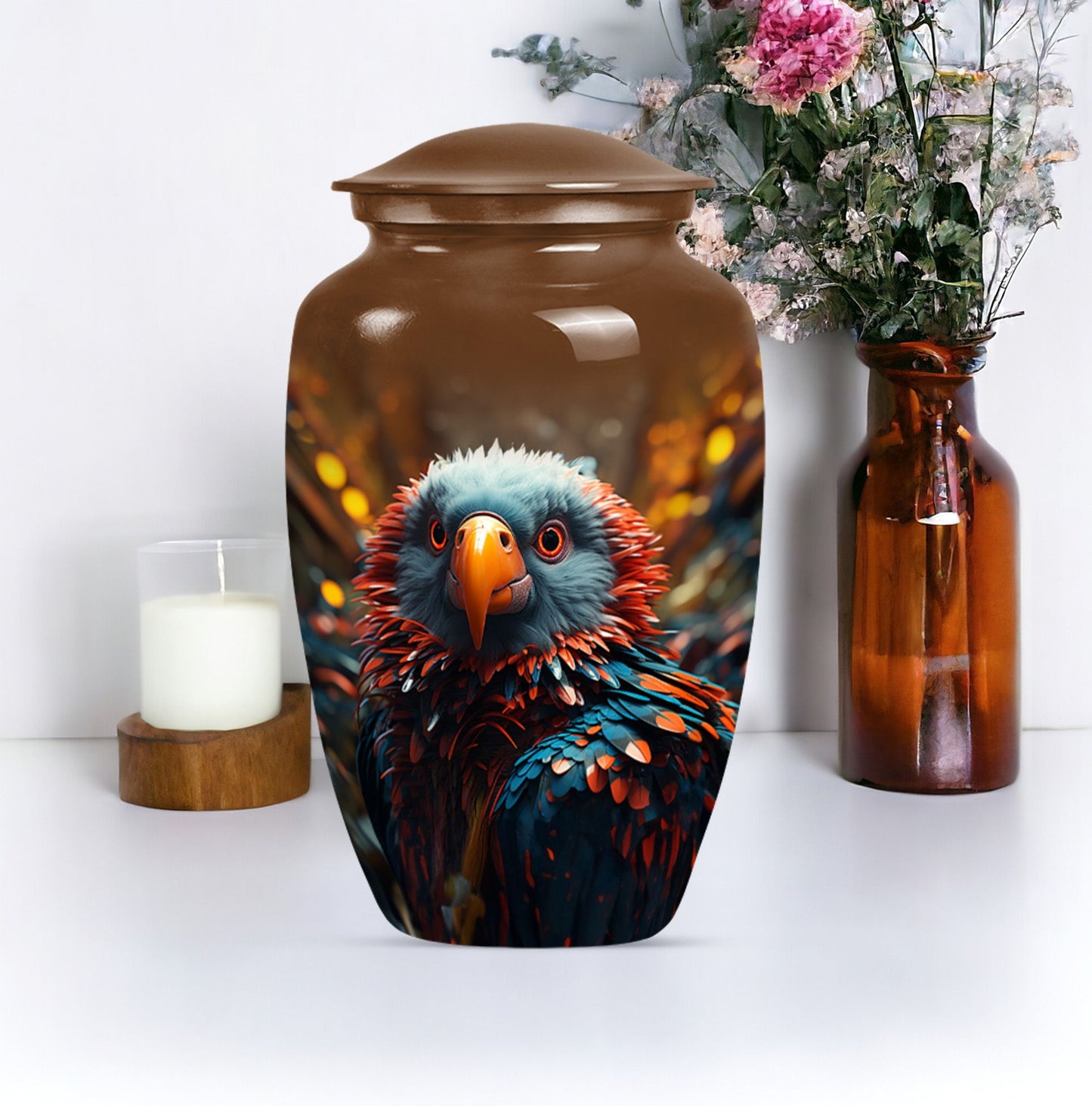 Toucans Funeral Urn, classic cremation urn for ashes,