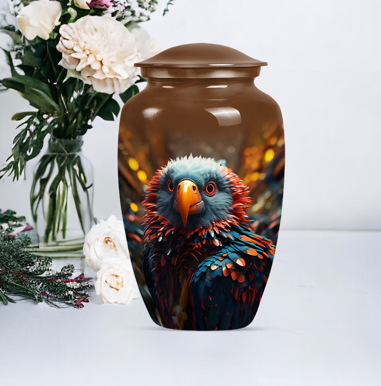 Toucans Funeral Urn, classic cremation urn for ashes,