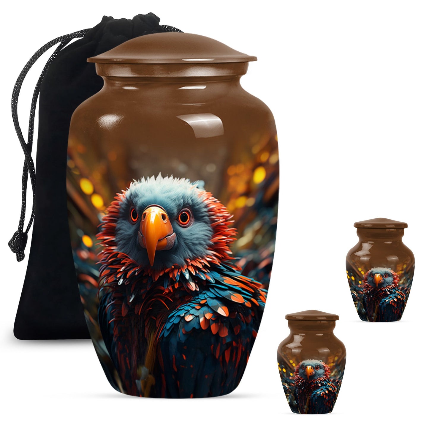 Toucans Funeral Urn, classic cremation urn for ashes,