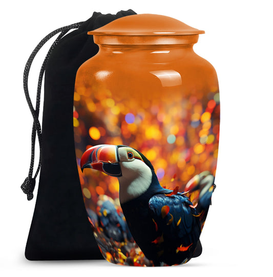 Toucans Urn, large cremation urn.