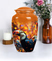 Toucans Urn, large cremation urn.