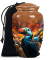 Toucans urn, 10-inch classic aluminium funeral urn