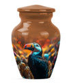 Toucans urn, 10-inch classic aluminium funeral urn