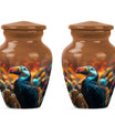 Toucans urn, 10-inch classic aluminium funeral urn
