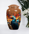 Toucans urn, 10-inch classic aluminium funeral urn