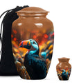 Toucans urn, 10-inch classic aluminium funeral urn