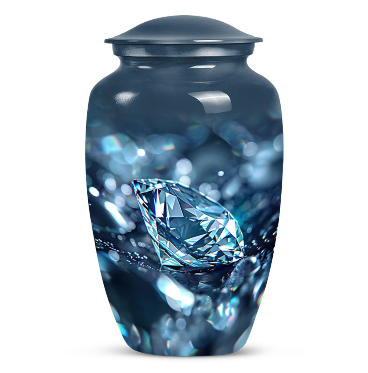 Diamond urn, large classic personalized burial urn.