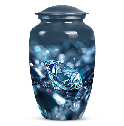 Diamond urn, large classic personalized burial urn.