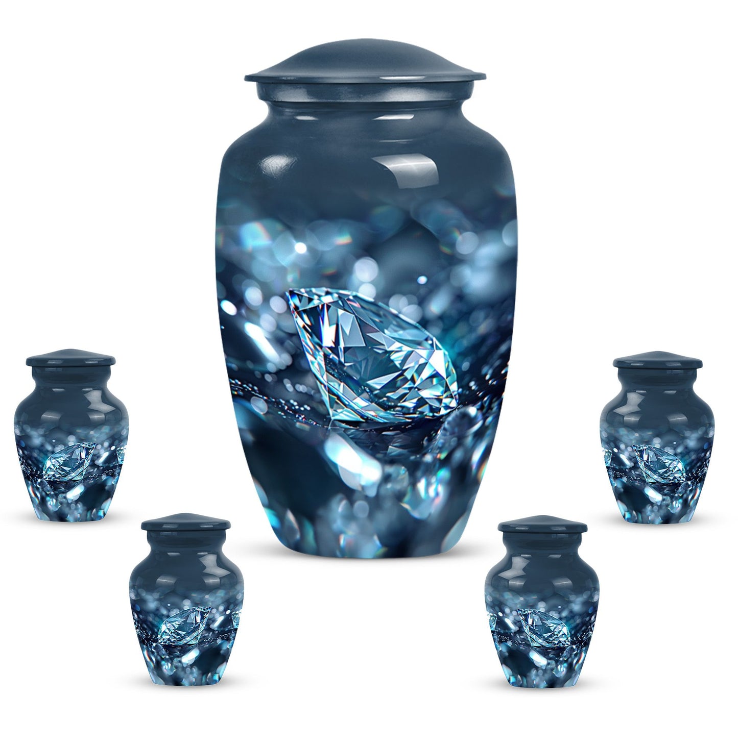 Diamond urn, large classic personalized burial urn.