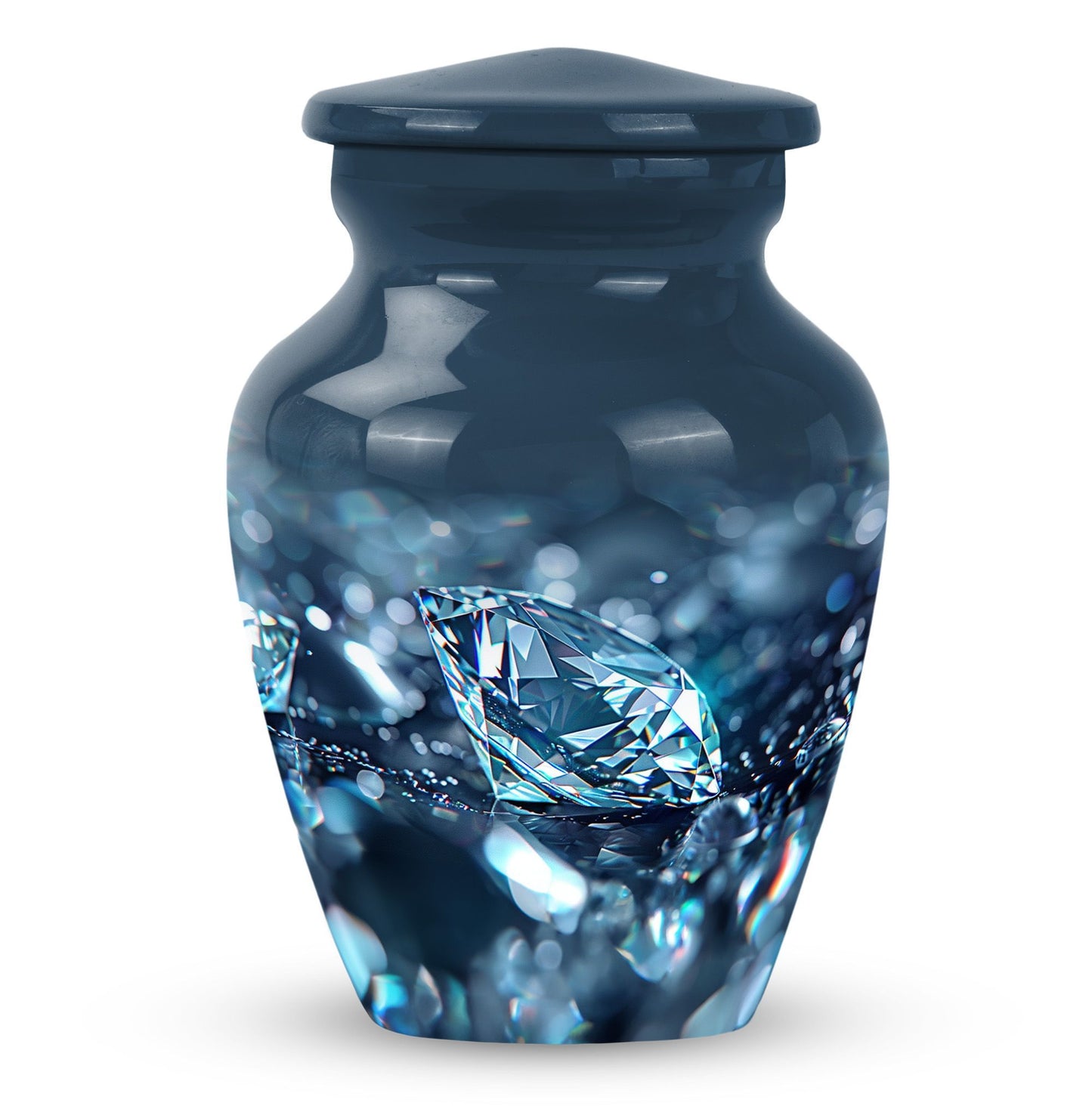 Diamond urn, large classic personalized burial urn.