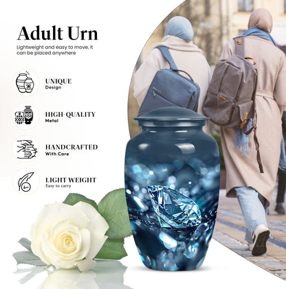 Diamond urn, large classic personalized burial urn.