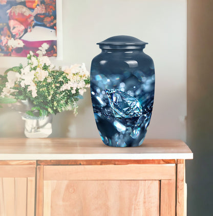 Diamond urn, large classic personalized burial urn.