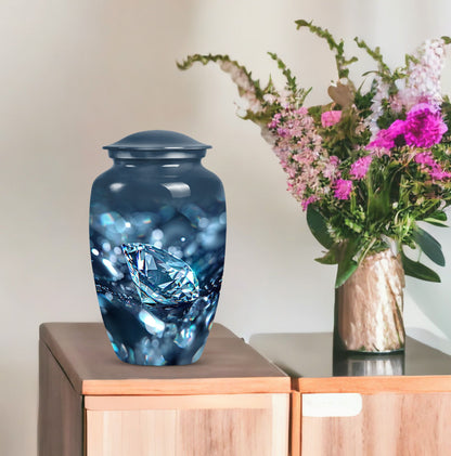 Diamond urn, large classic personalized burial urn.