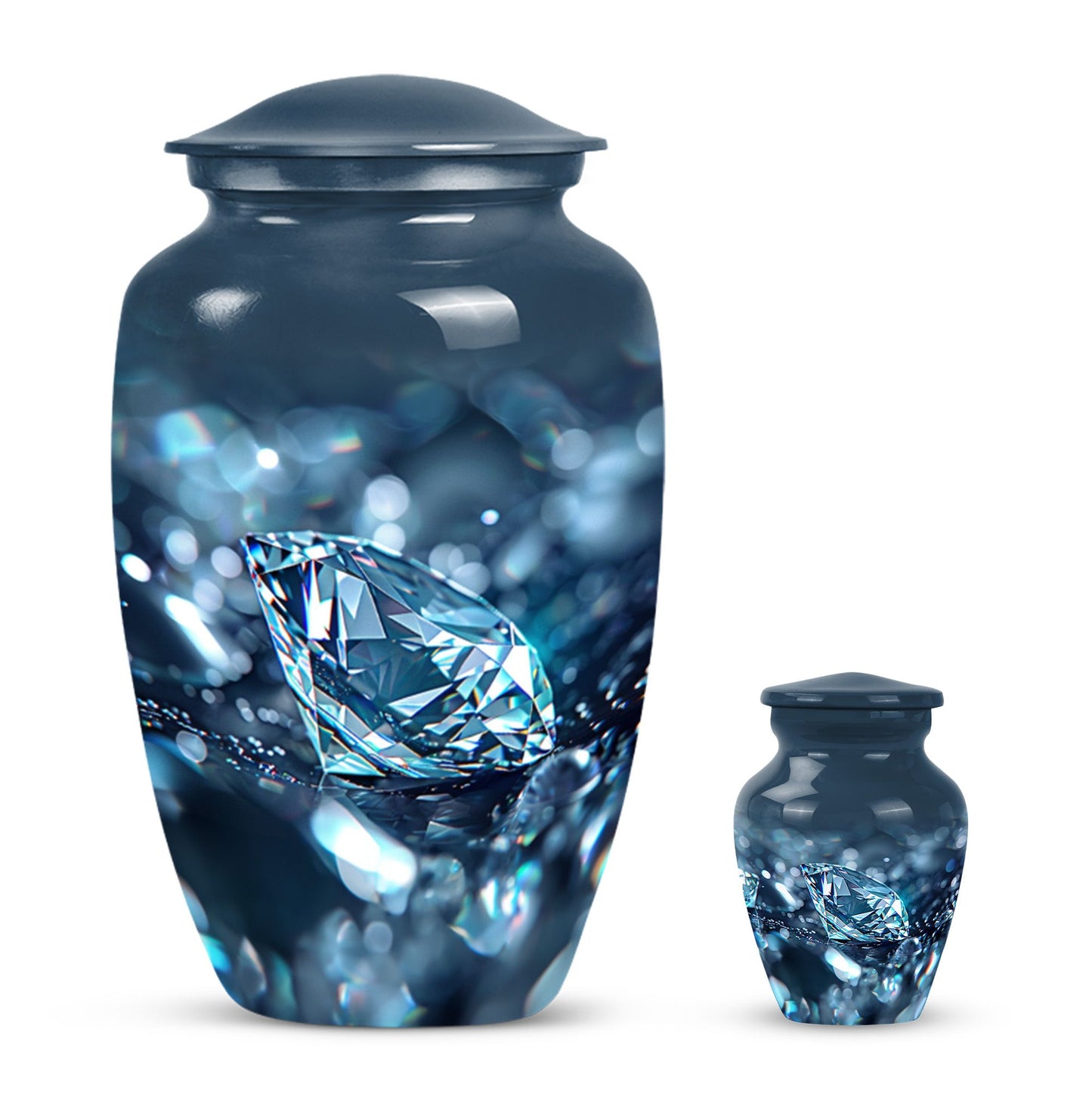 Diamond urn, large classic personalized burial urn.