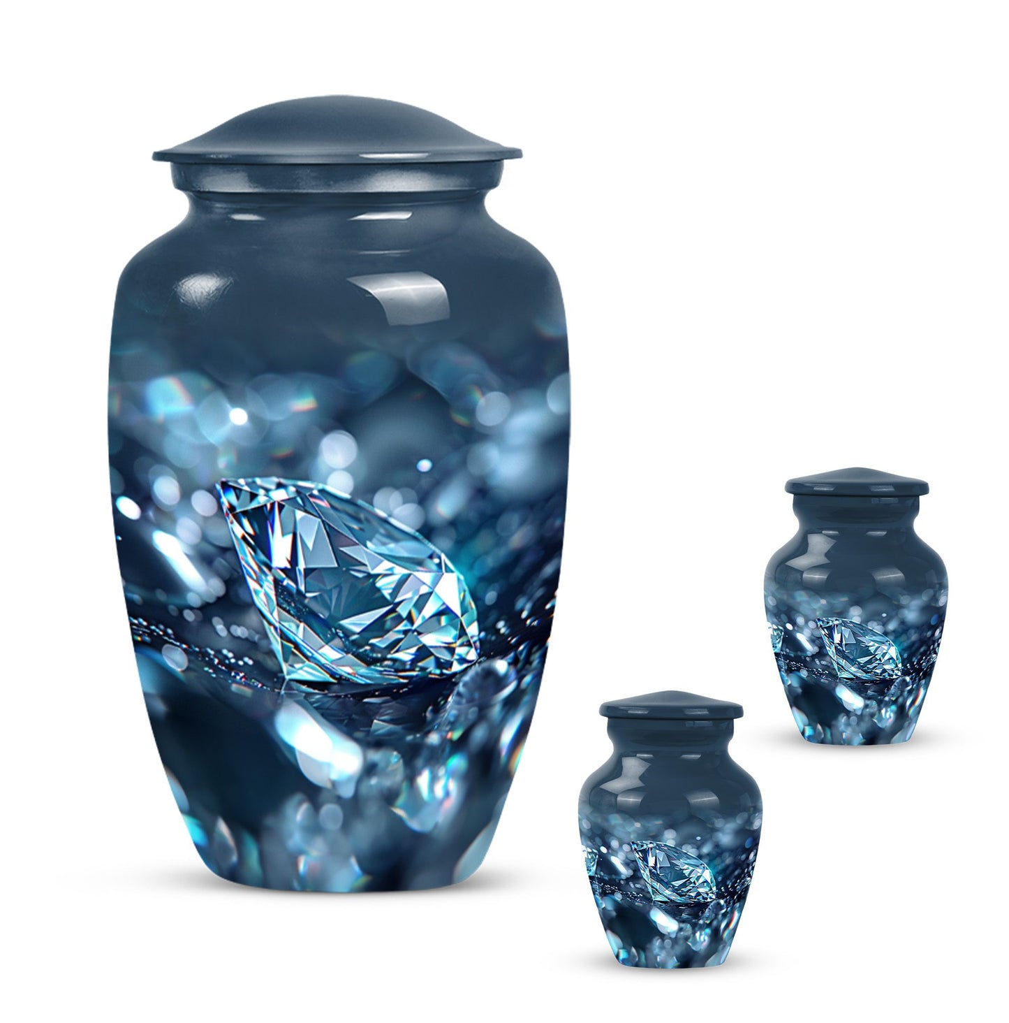 Diamond urn, large classic personalized burial urn.