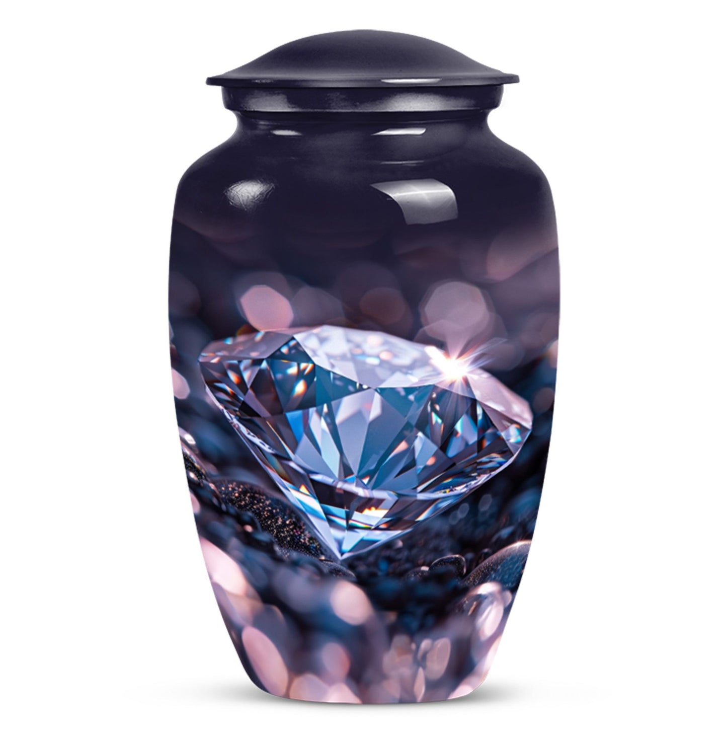 Classic diamond urn, 10-inch large cremation memorial urn.