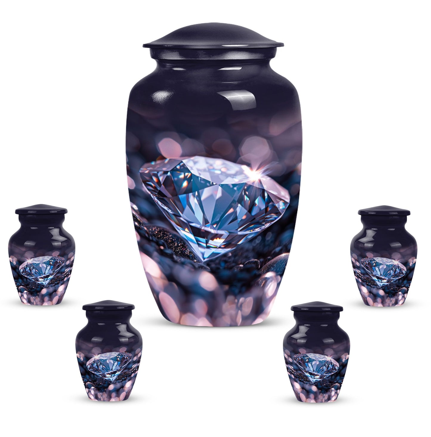 Classic diamond urn, 10-inch large cremation memorial urn.