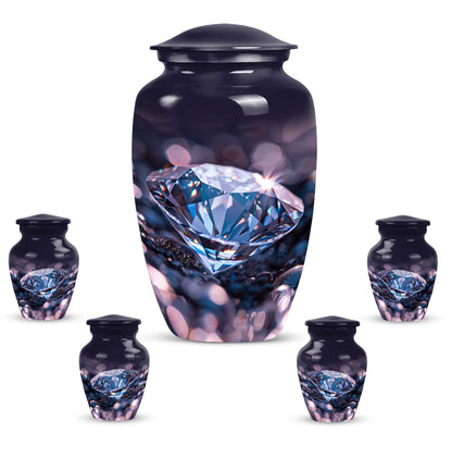 Classic diamond urn, 10-inch large cremation memorial urn.