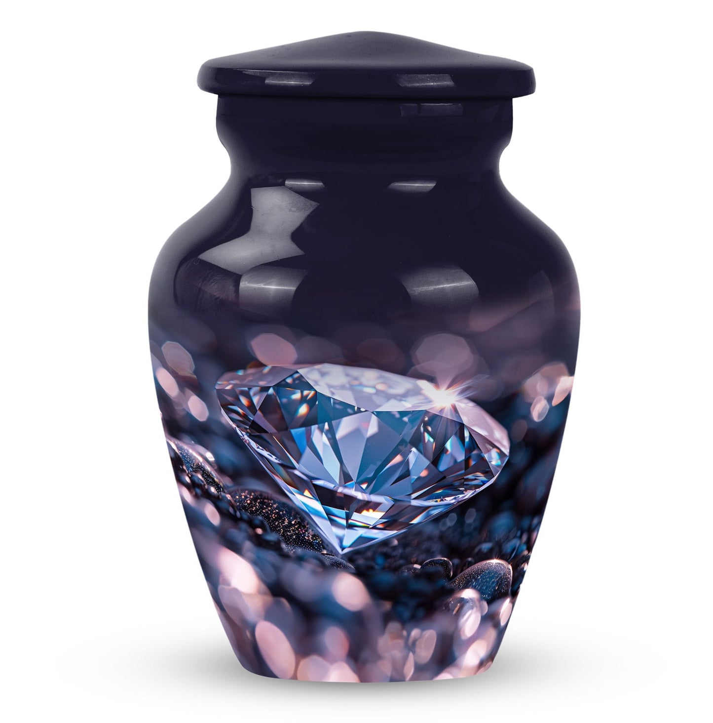 Classic diamond urn, 10-inch large cremation memorial urn.